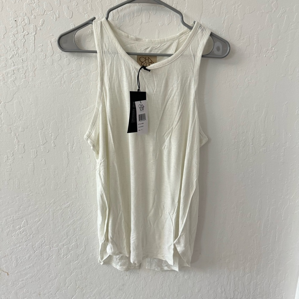 Chaser Textured White Milk Medium Swing Open Back Tank medium - Picture 2 of 7